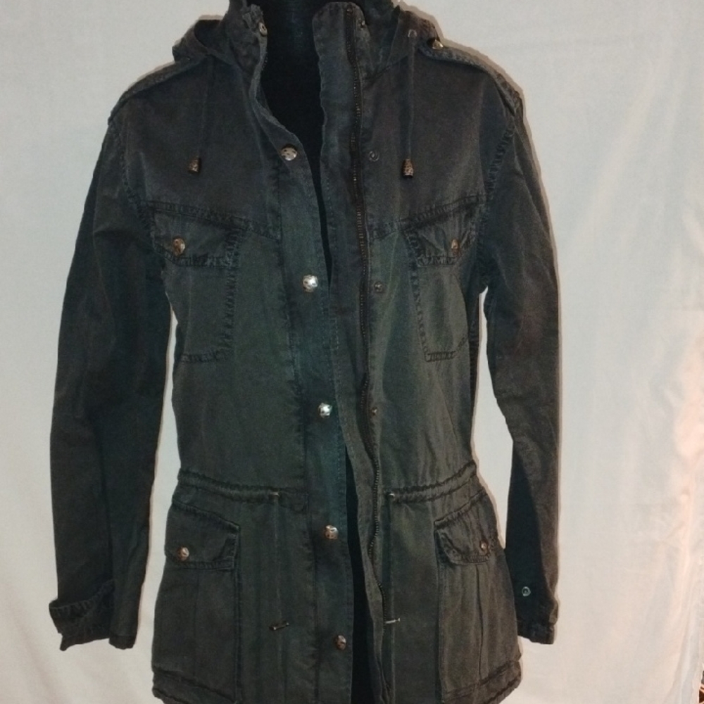 Buffalo David Bitton Women’s Dark Gray Hooded Utility Jacket
